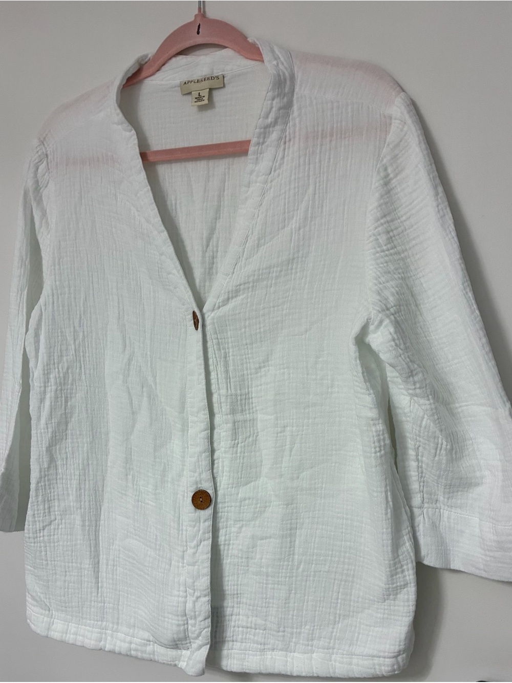 Appleseed's White Crinkled Gauze Button-Front Shirt